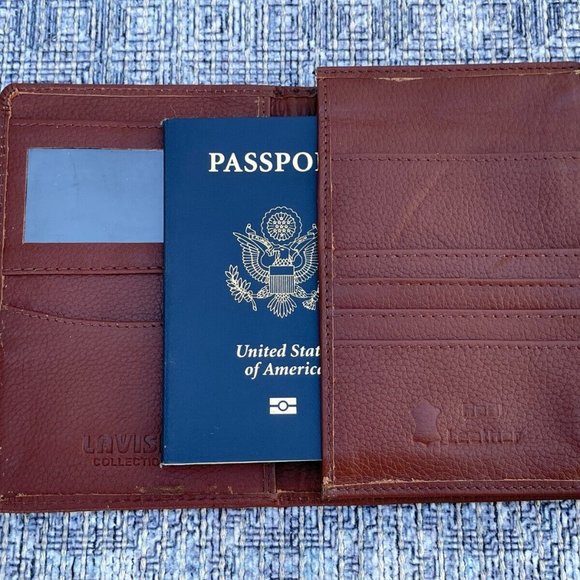 Leather Passport Holder Wallet Handmade Brown Card Holder Clutch Purse - Picture 2 of 12